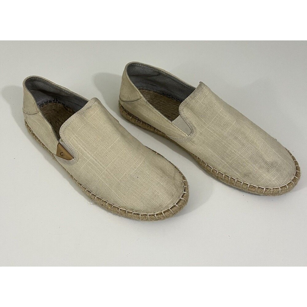 OLUKAI Kaula Pa'a Kapa Women's Sz 9 Espadrilles Slip On Tan Coconut Girl Beachy